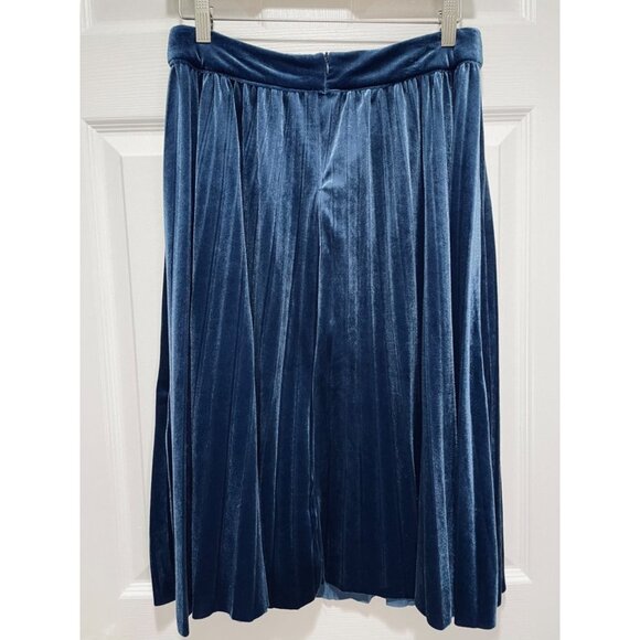 Kidichic Blue Velour Midi Length Pleated Modest Skirt Women's Size M - Picture 4 of 4